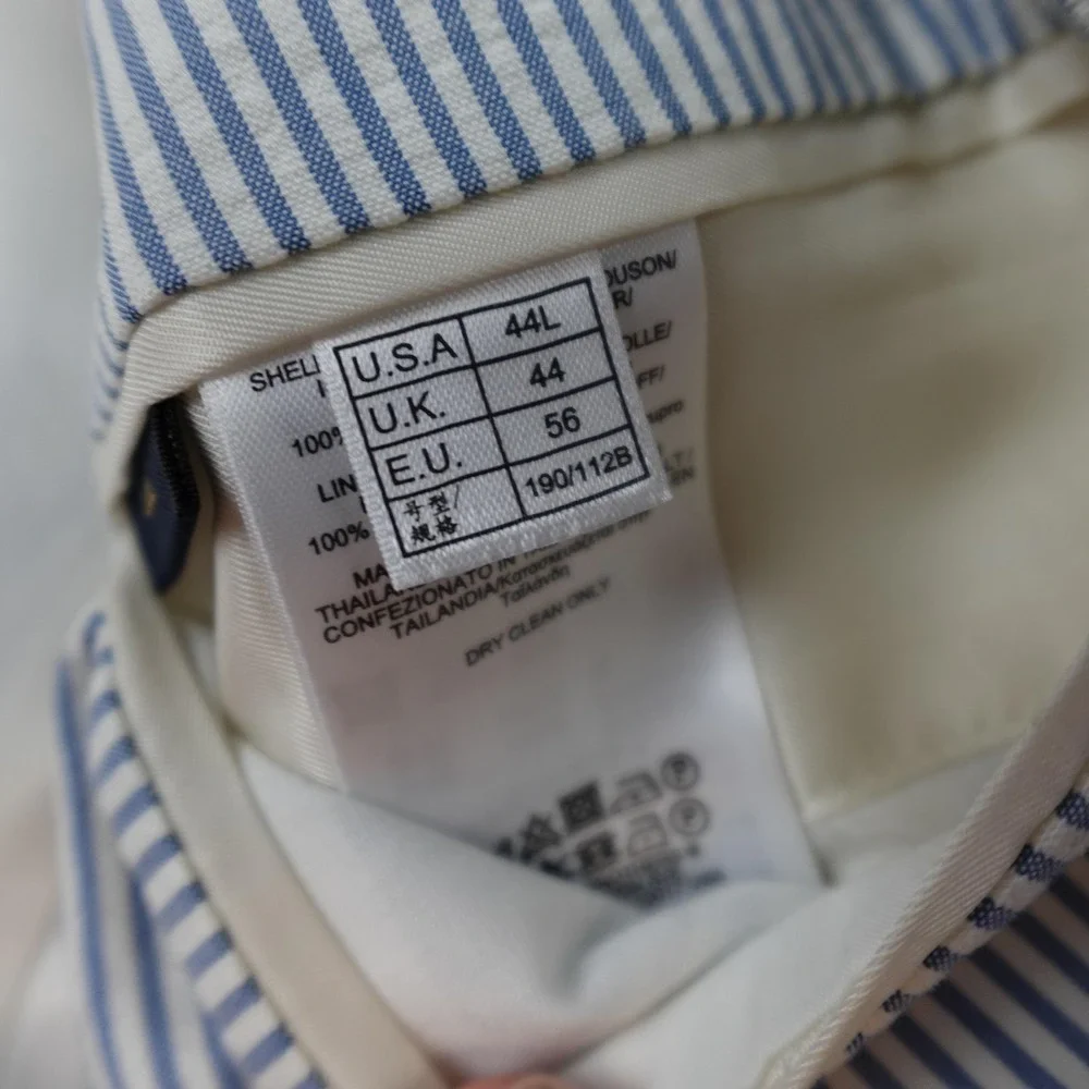 Brooks Brothers 346 Blazer Mens 44L Blue Stripe Cotton Sport Coat Jacket Summer